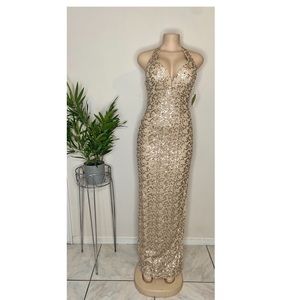 Beige,champagne sequins dress